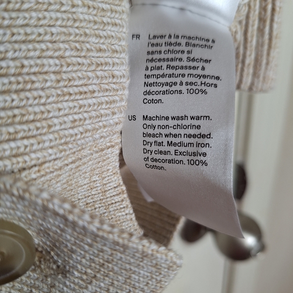 COS Cream Ribbed V-Neck Button-Front Cardigan - Picture 7 of 9